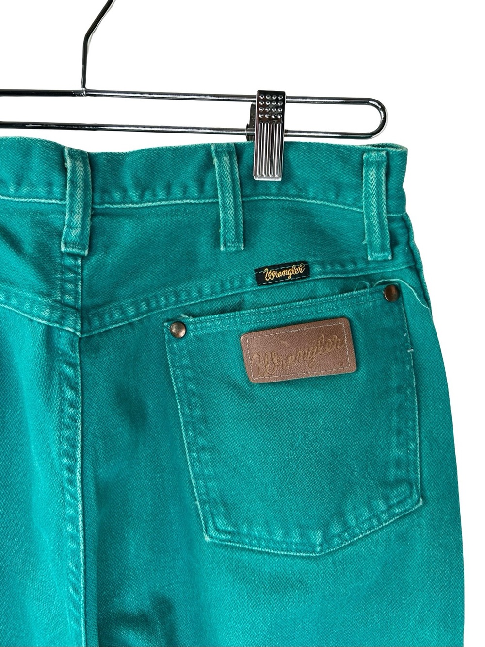 Vintage Wrangler High Rise Teal Jeans | Turquoise Straight Leg Denim - Picture 3 of 6